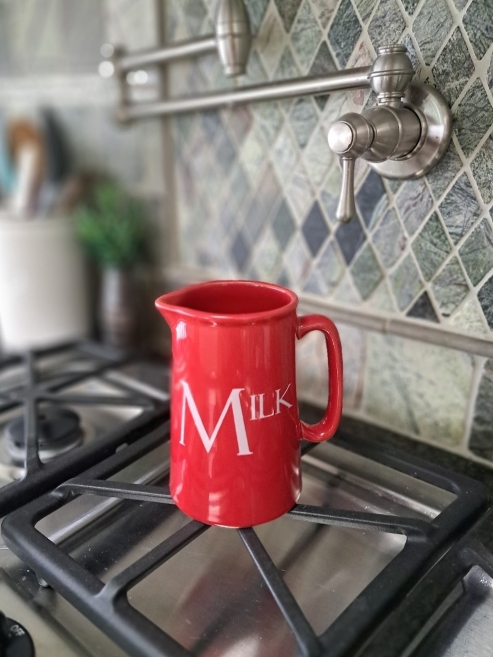 Red Ceramic Milk Pitcher - Classic Farmhouse Serveware